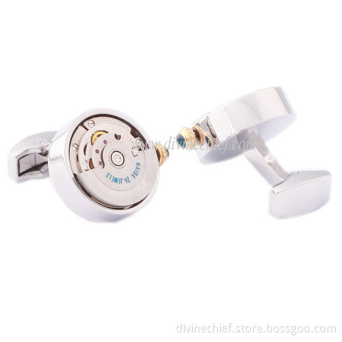 IP Blue Plated High Quality Watch Movement Cufflinks, Fashional Cufflinks for Men